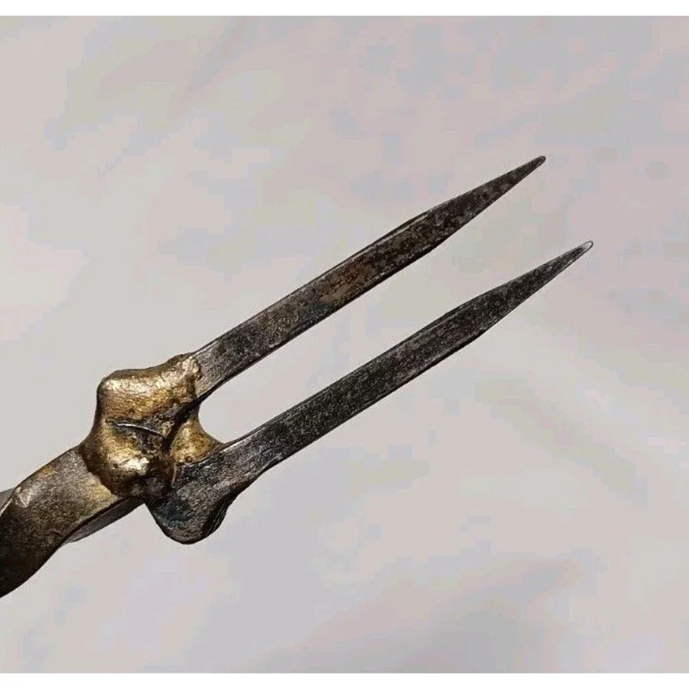 Forged 2 Prong Brass Fork Twisted Handle Iron Nail Prongs